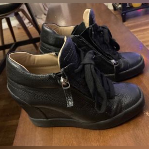 GIUSEPPE ZANOTTI - Addy Double Zip Leather Wedge Sneakers - Picture 2 of 3